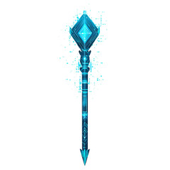 Futuristic Arrow with Digital Precision in Electric Blue Diamond Sword Isolated on Transparent Background