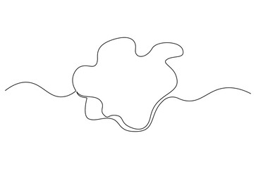 Continuous one line drawing of Liquid abstract shapes. Single line drawing illustration of Fluid abstract background. Spilled liquid concept vector art. Doodle line illustration.