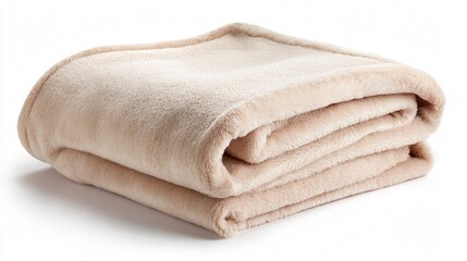 Soft Folded Blanket on White Background - Warm and Cozy Home Accessories