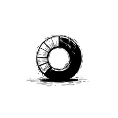 Monochromatic donut illustration showcasing contrast and artistic shading techniques