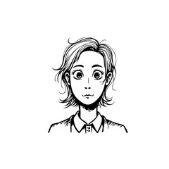 Expressive manga style portrait of a young woman with stylized features