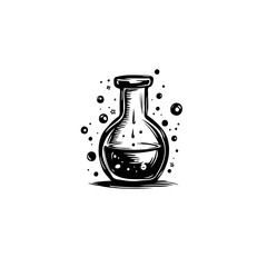 Illustration of a scientific flask containing liquid, creating a visual impact