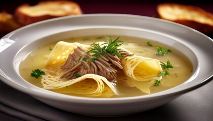 Frittatensuppe &ndash; &ouml;sterreichische Vorspeise mit Pfannkuchenstreifen