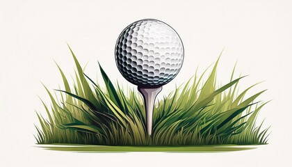 Fototapeta premium a golf ball on a tee in the grass isolated on white background ai generated