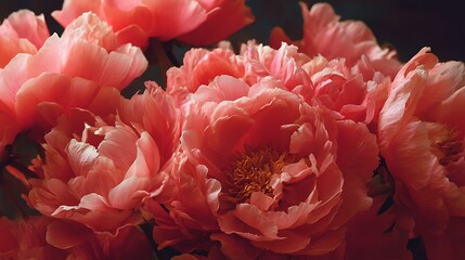 Obraz premium Coral peony flowers background close up