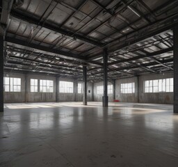 Open plan space, high ceiling, raw metal beams & ductwork , industrial, industrial design, ductwork