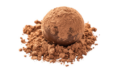 Watercolor Chocolate Truffle Dusted with Cocoa — Dessert Treat on Transparent Background

