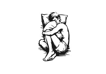 Person sleeping hand drawn vector illustration