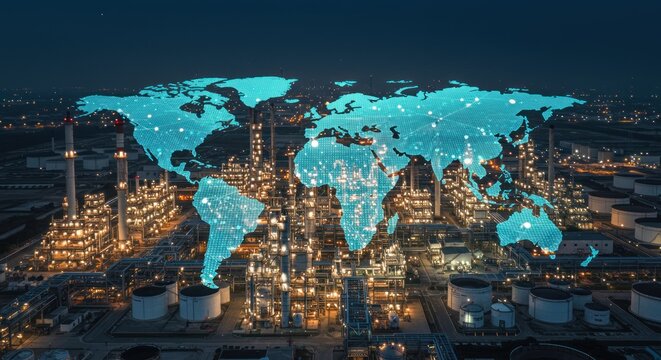 Global Refinery Complex at Night