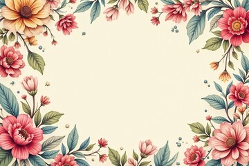 Soft, muted paisley floral pattern on cream background, motif, soft
