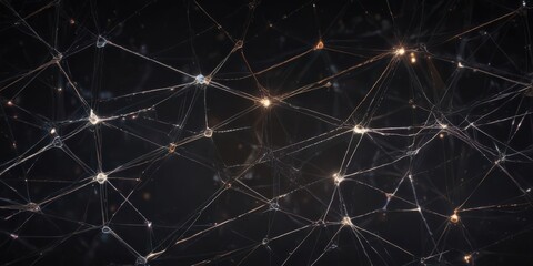 Fototapeta premium Abstract glowing network nodes and lines on dark background, science, technology