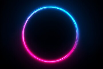 Obraz premium Pink Blue Neon Glowing Circle Light Abstract Dark Background