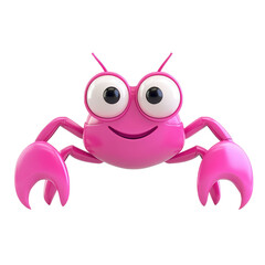 Fototapeta premium Pink crab cartoon character illustration render for kids animation and design projects stock photo image