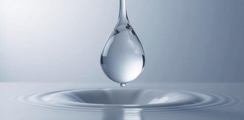A Single Drop of Liquid Falling into a Calm Surface, Creating Concentric Ripples