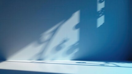Serene Light and Shadow Play on a Pale Blue Wall and Surface