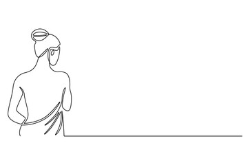 Continuous one line drawing of Beautiful woman with her back. Single line drawing illustration of Naked back of a woman body. Woman beauty wellness concept vector art. Doodle line illustration.