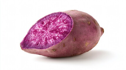 Fresh Purple Sweet Potato Isolated on White Background for Food Photography
