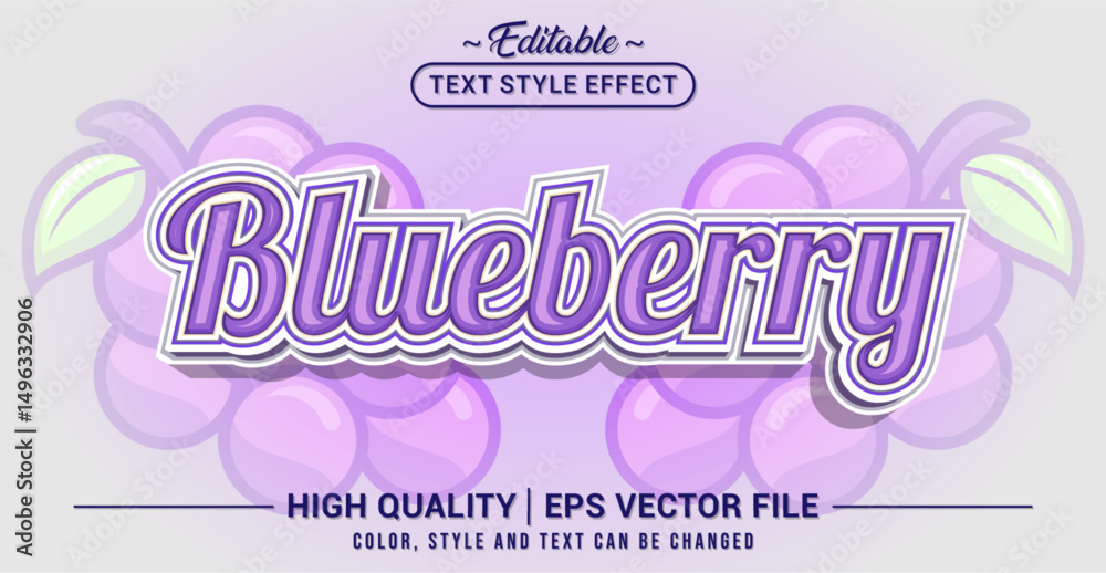 Poster Editable text style effect - Blueberry text style theme. Vector text style illustration template.