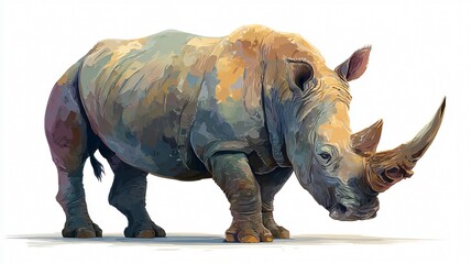 Obraz premium Majestic Rhino Illustration on White Background for Professional Use