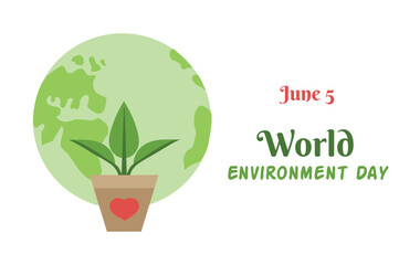 World Environment Day 5 june card banner invitation poster with girl