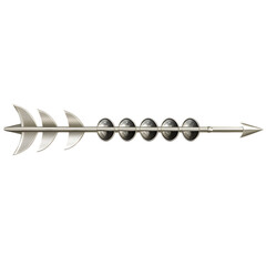 A Satin Silver Arrow with Lunar Eclipse Phases Isolated on Transparent Background