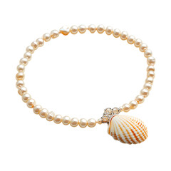 Elegant Anklet with a Refined Arrangement of Shell and Pearl Isolated on Transparent Background