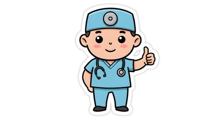 Cute Cartoon Doctor with Thumbs Up Illustration