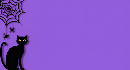 Spooky Halloween cat web purple