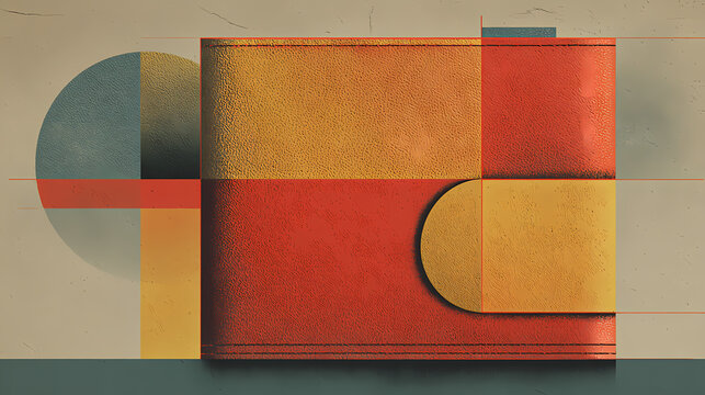 Leather wallet on dark green surface. minimalist. Illustration