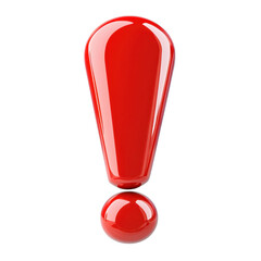 Red exclamation point symbol high resolution render isolated on black background warning attention mark sign