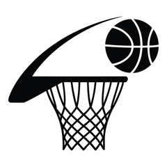Basketball Hoop and Ball in a Simple Silhouette Design
