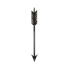 Minimal Arrow with Delicate Linework in Jet Black Isolated on Transparent Background