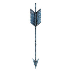 Sleek Arrow with Nuanced Textures in Blue Grey Col Isolated on Transparent Background