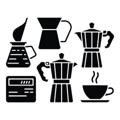 Collection of Coffee Brewing Equipment Icons