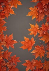 Obraz premium Vibrant red and orange maple leaves, isolated, crisp detail , autumn, foliage, october