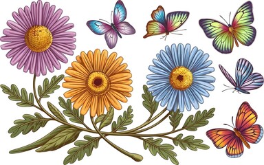 Beautiful unique Butterfly and Flower Illustration for Art Inspiration