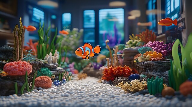 Office Aquarium Clownfish Reef.