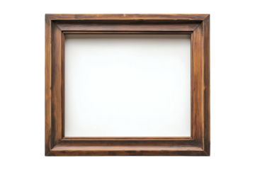 Wooden Picture Frame on Transparent Background