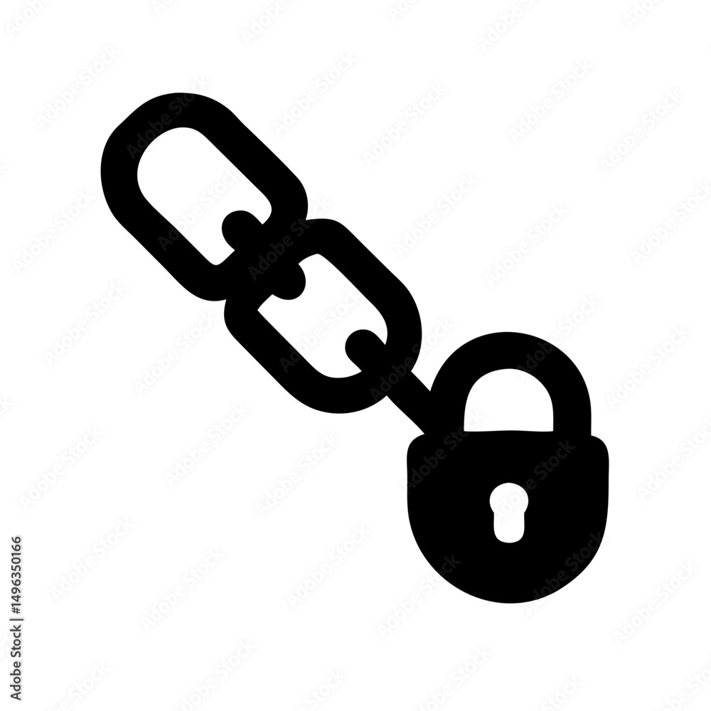 Poster chain secured with a padlock, symbolizing link security or data integrity. websites/blogs can use th