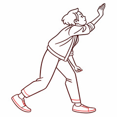 Person reaching up hand gesture line art illustration