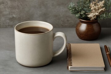 Vintage Vase with Coffee Mug – Calm Morning Scene