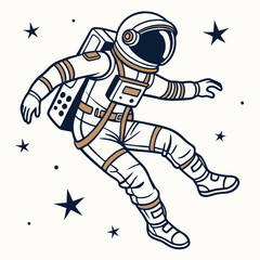 Astronaut floating in space stars background