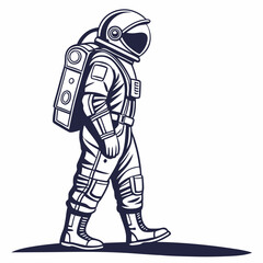 Astronaut walking on moon surface space exploration