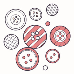 Colorful buttons sewing craft design elements