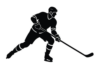 Hockey player silhouette, silhouettes hockey player icon vector illustration.