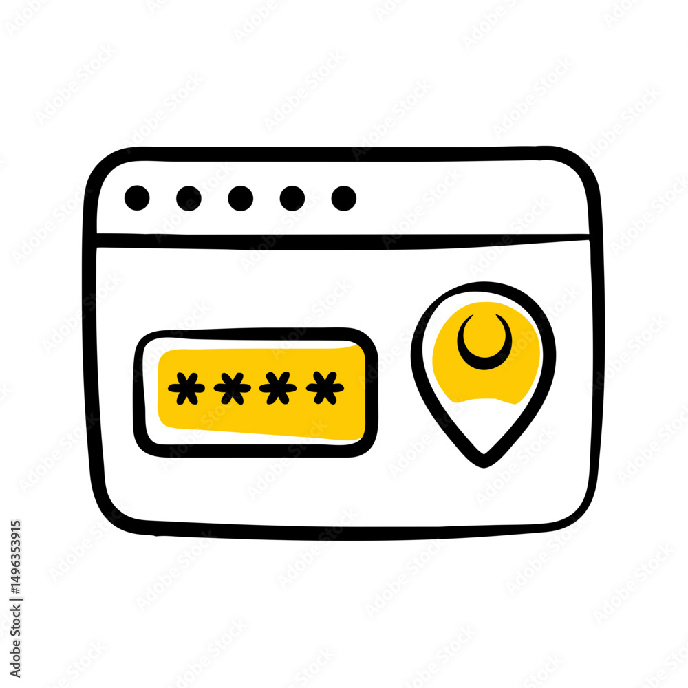 Aufkleber this image of a browser window with a password field and a location pin is ideal for websites or blo