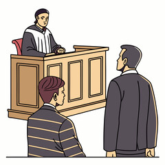 Courtroom scene judge defendants legal justice