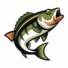 Bass fish shilhotee vector with white background