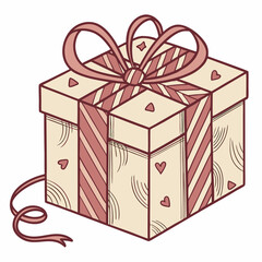 Adorable gift box with pink ribbon and hearts