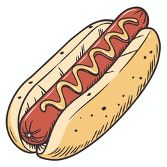 Delicious hot dog with mustard isolated on white